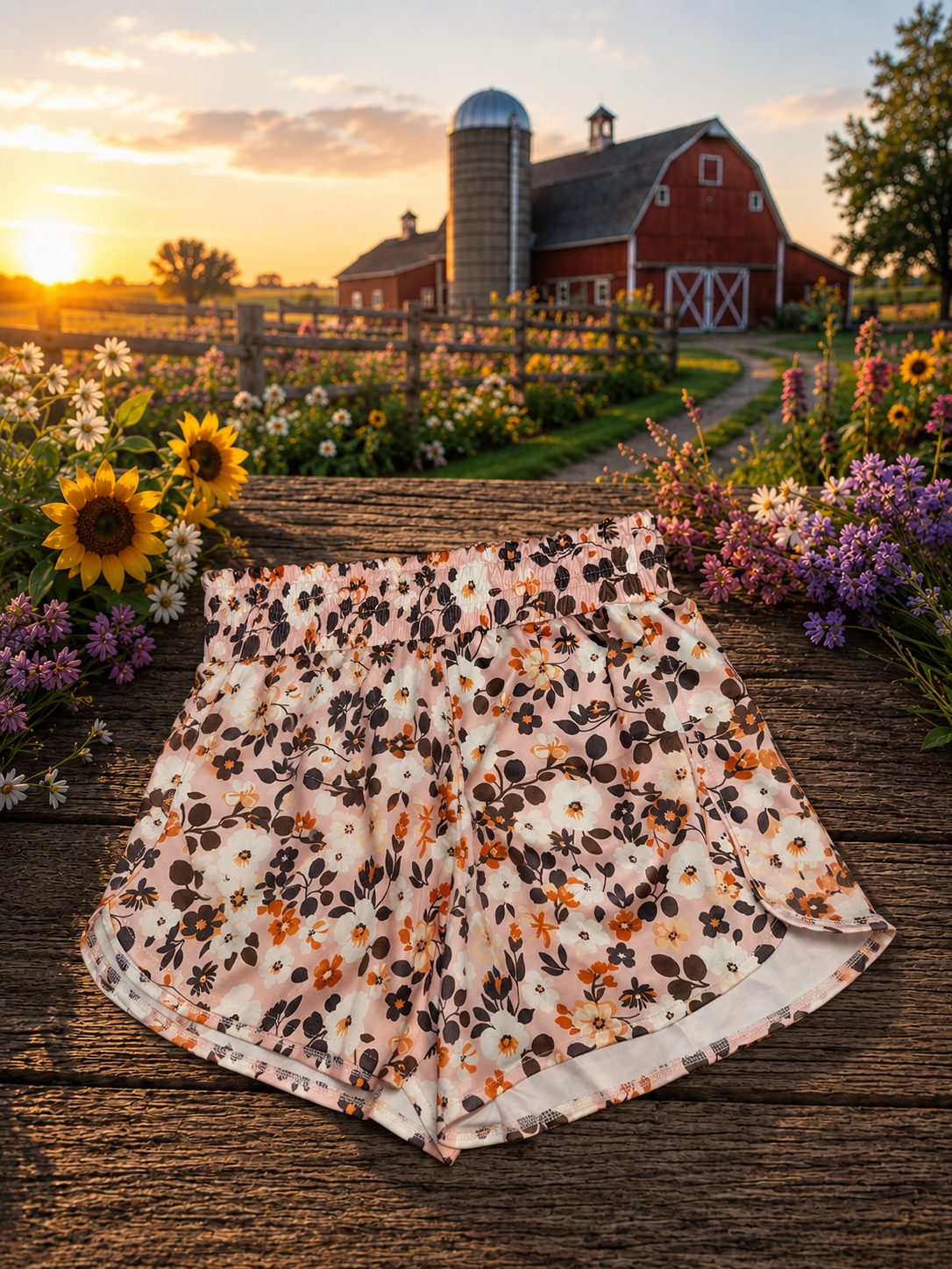 Brown floral shorts