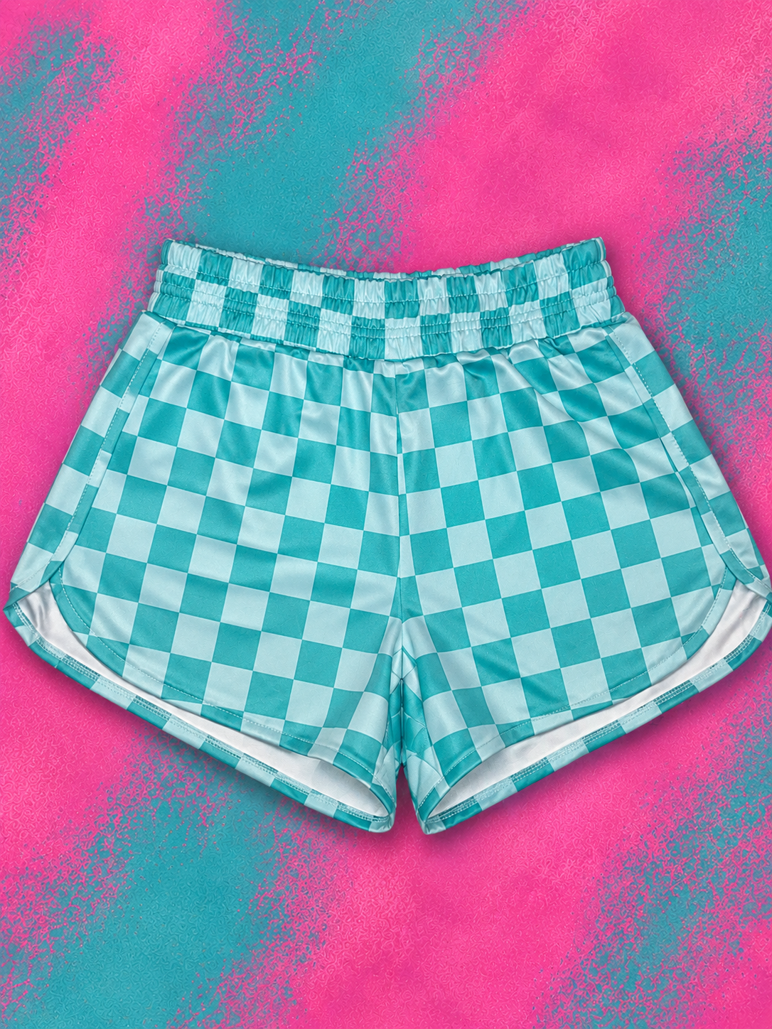 Teal check shorts
