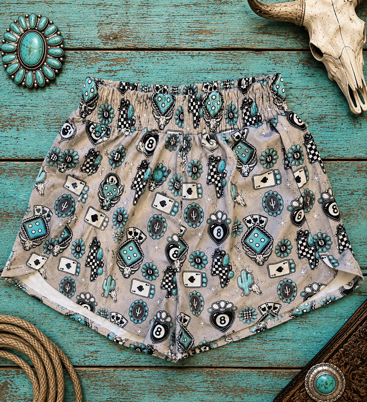 Grey turquoise Shorts