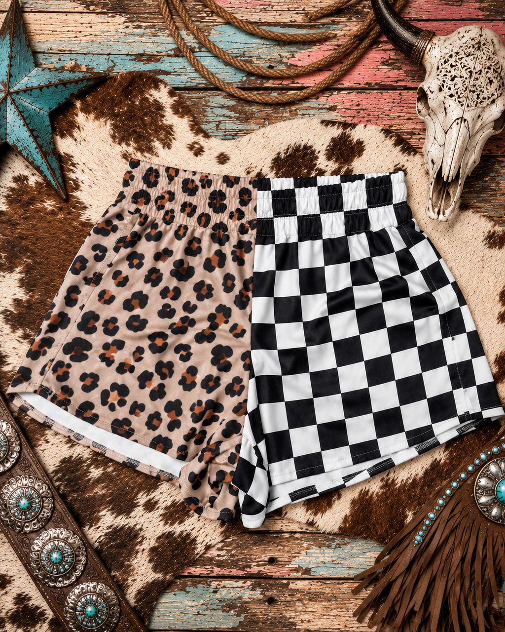 PREORDER- ships 8/20 leopard/check shorts