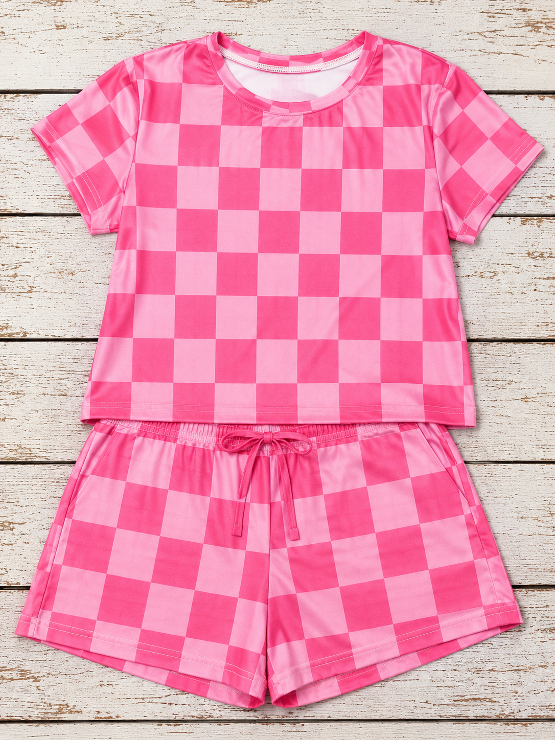 YOUTH pink check pjs