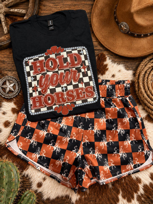 Brown check shorts