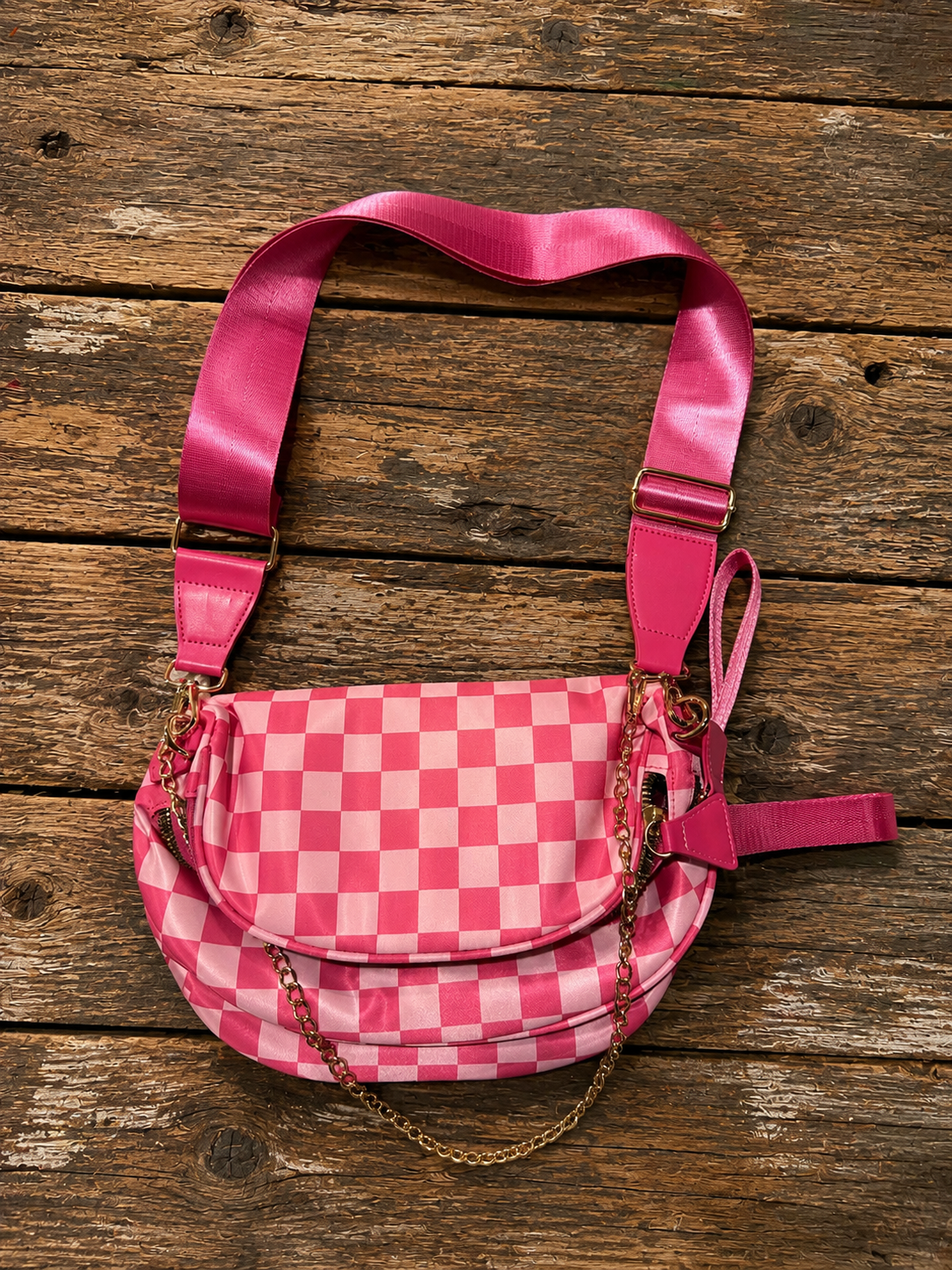 Pink Check carry all bag