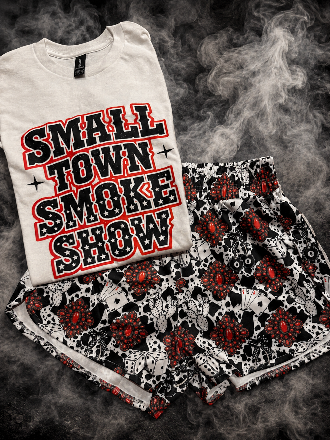 Red concho shorts
