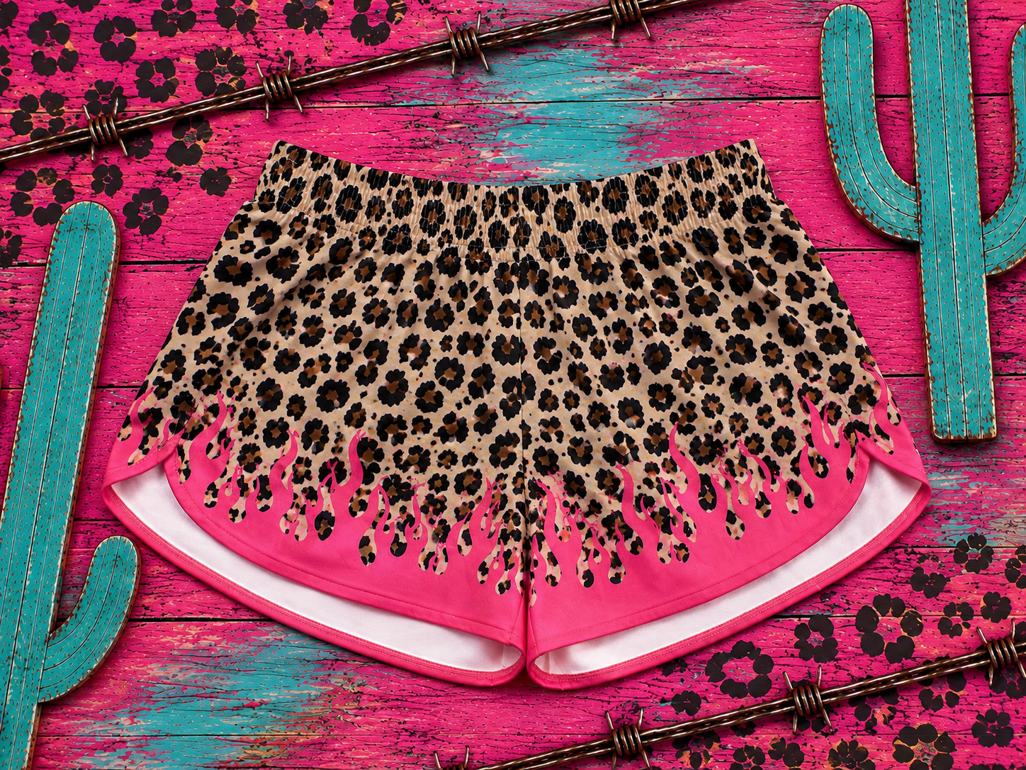 Leopard flame shorts